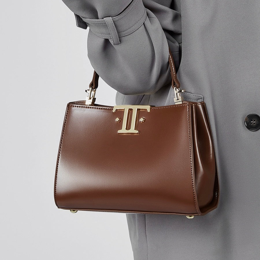 Women’s Genuine Leather Mini Commuter Tote – Dual Clasp Edition