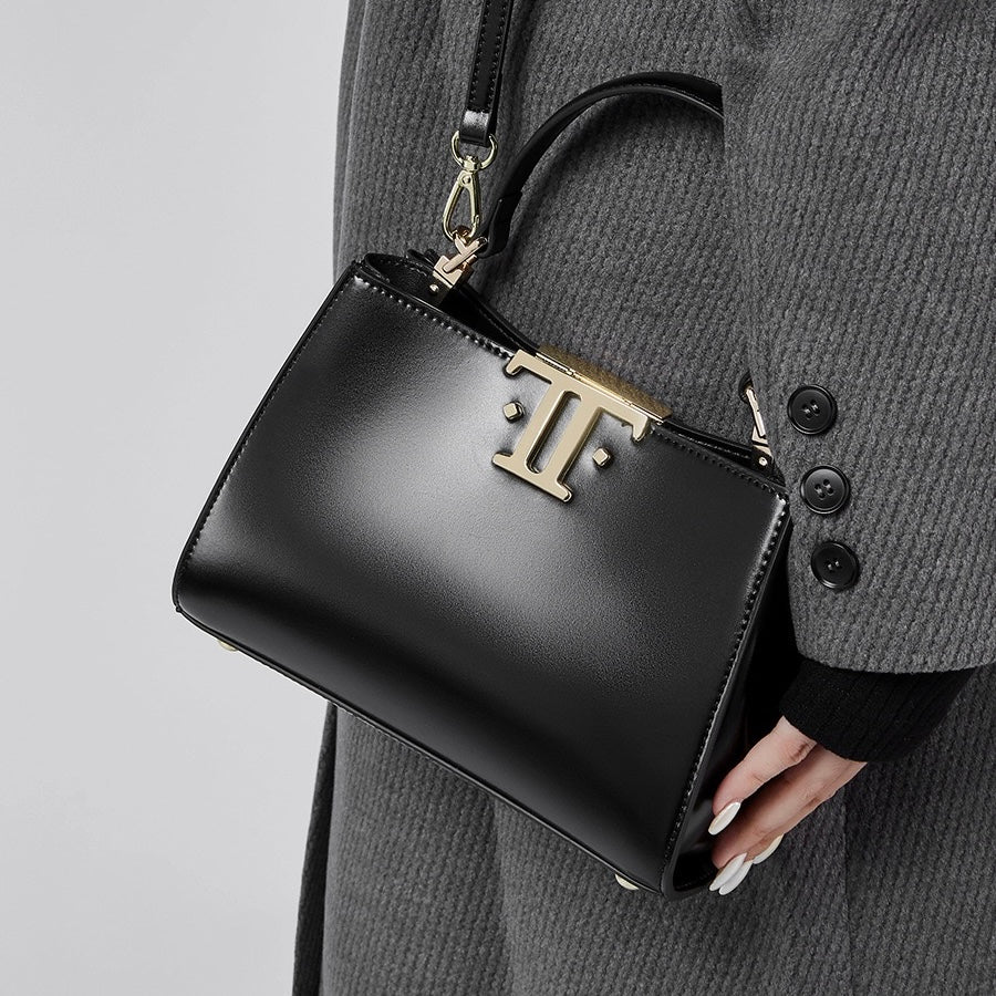 Women’s Genuine Leather Mini Commuter Tote – Dual Clasp Edition