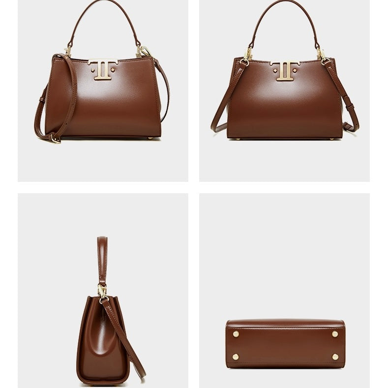 Women’s Genuine Leather Mini Commuter Tote – Dual Clasp Edition