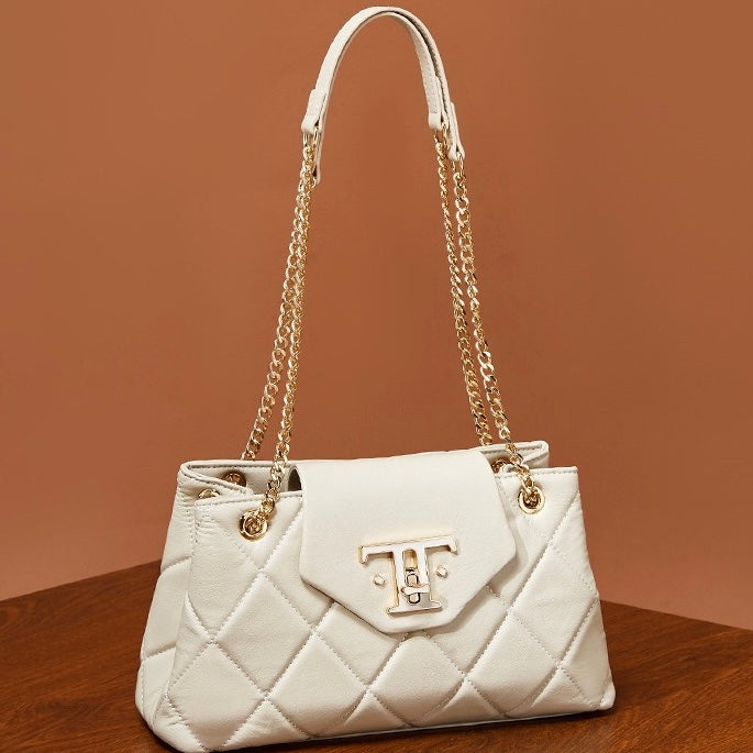 Women’s Genuine Leather Chain Shoulder Crossbody Bag in Commuter Chic Style