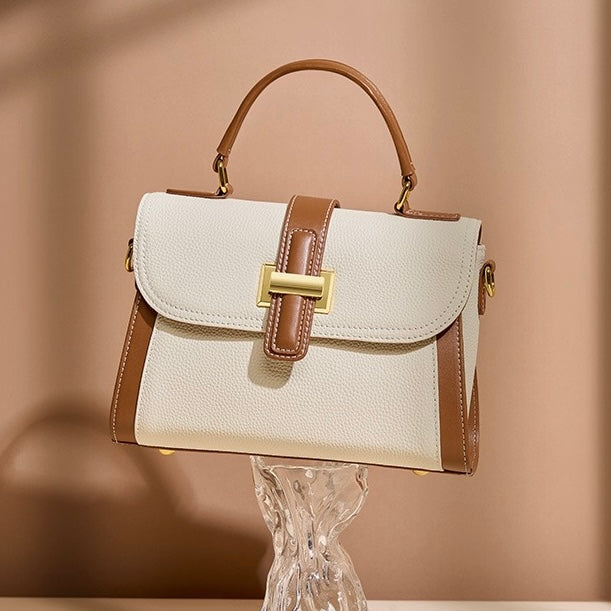 Women’s Luxe Minimalist Leather Structured Top Handle Crossbody Bag