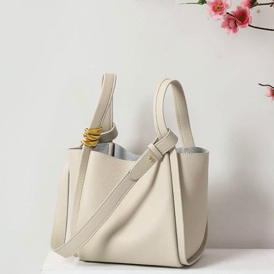 Women's Genuine Leather Mini Picnic Crossbody Bucket Bag