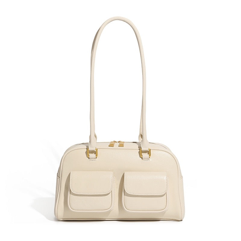 Vintage Women's Genuine Leather Bowling Bag Shoulder Bag