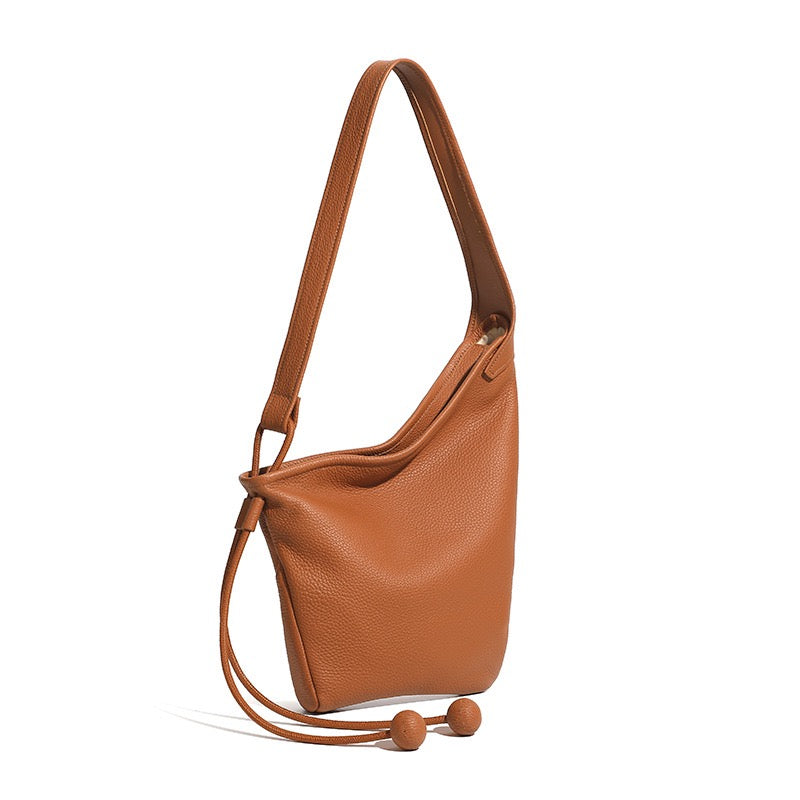 Minimalist Asymmetric Design Slouchy Horn Shaped Shoulder Crossbody Bag