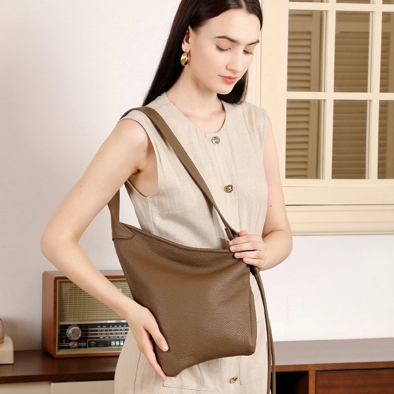 Minimalist Asymmetric Design Slouchy Horn Shaped Shoulder Crossbody Bag