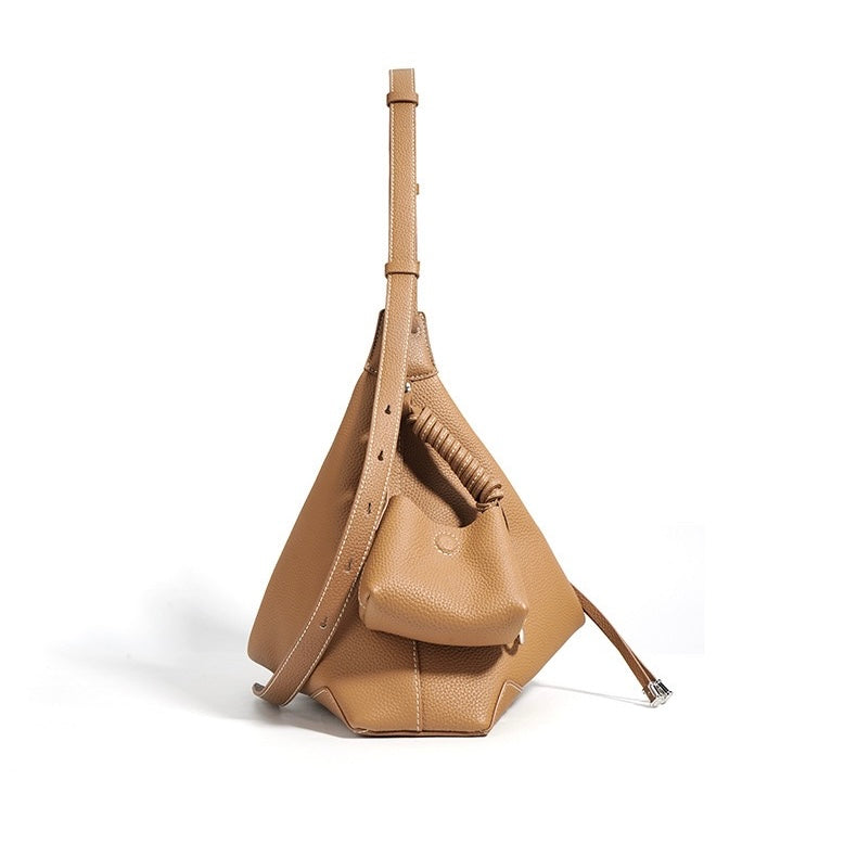 Women's Genuine Leather Minimalist Tote Dumpling Bag Shop Handbag