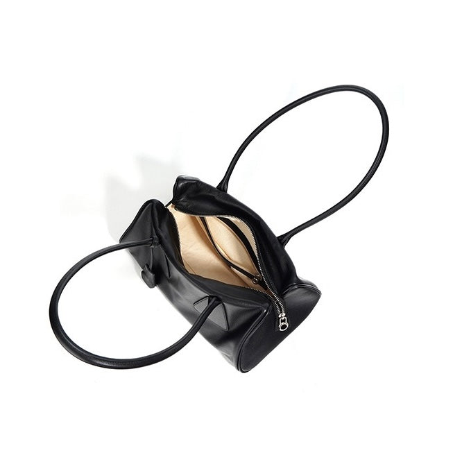 Women’s Genuine Leather Triangle Barrel Shoulder Bag – 2025 Vintage Edition