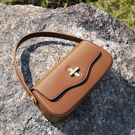 Women's Genuine Leather Shoulder Crossbody Baguette Bag