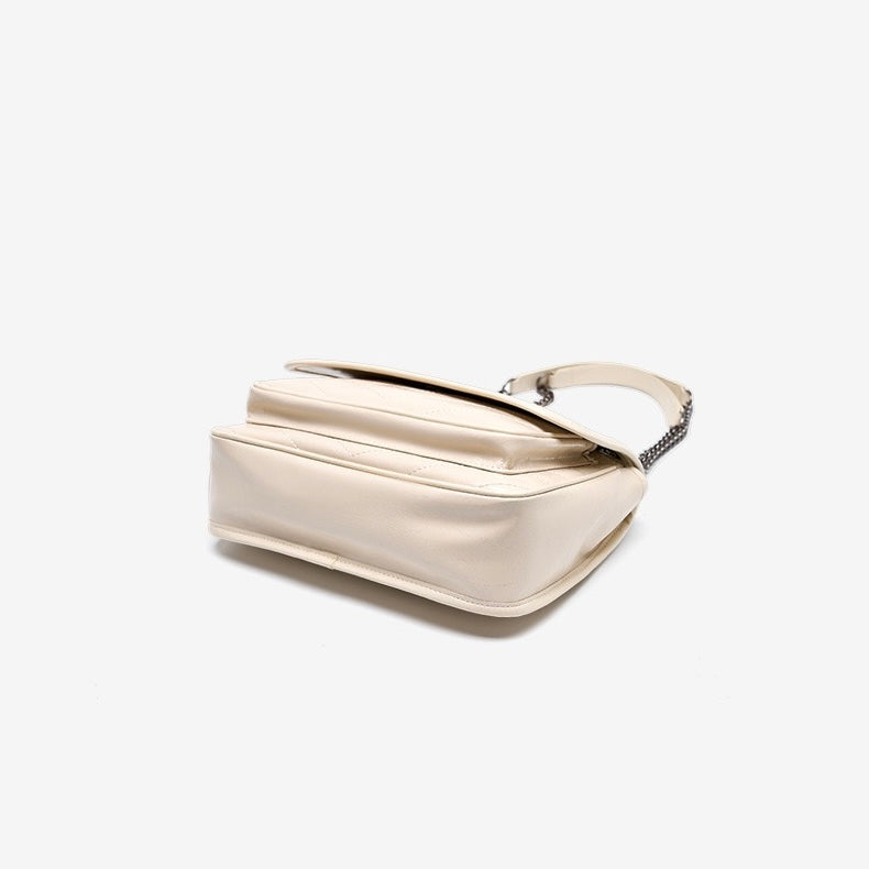 Women’s Genuine Leather Chain Detail Large Capacity Messenger Shoulder Bag