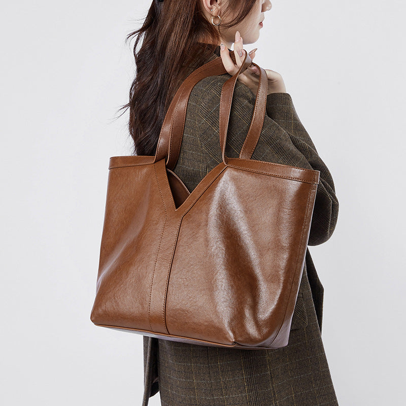 Korean Style Autumn Genuine Leather Tote Bag