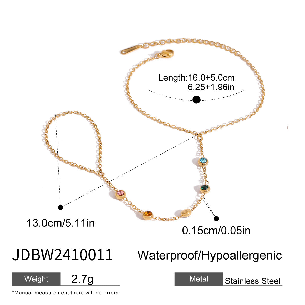 Minimalist Bracelet Inlaid with Colored Diamonds