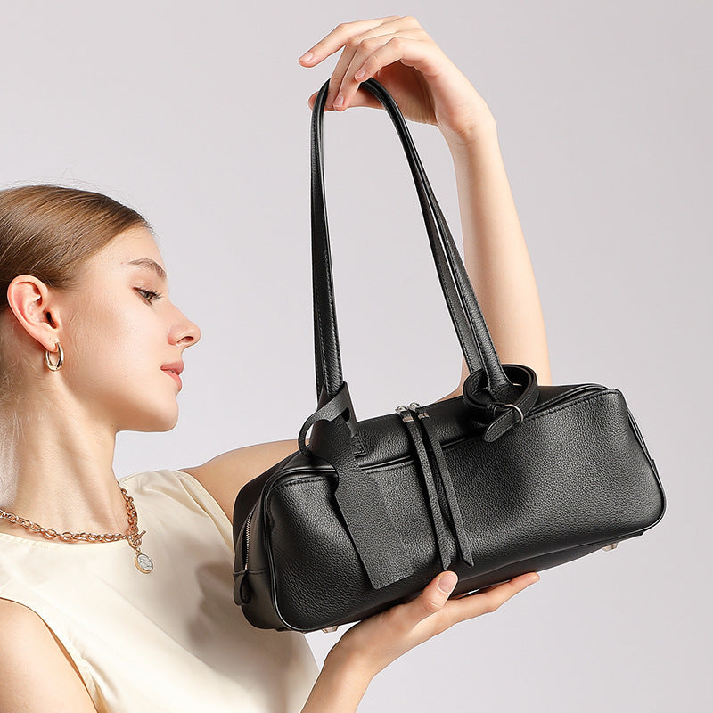 Women's Genuine Pebbled Leather Shoulder Handbag