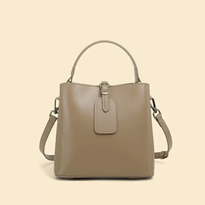 Large Capacity Women's Genuine Leather Bucket Crossbody Handbag